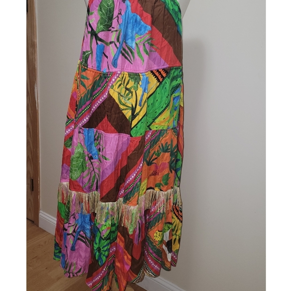 ANTHROPOLOGIE  Farm Rio ×Palila Fringed Midi Dress - Picture 3 of 8